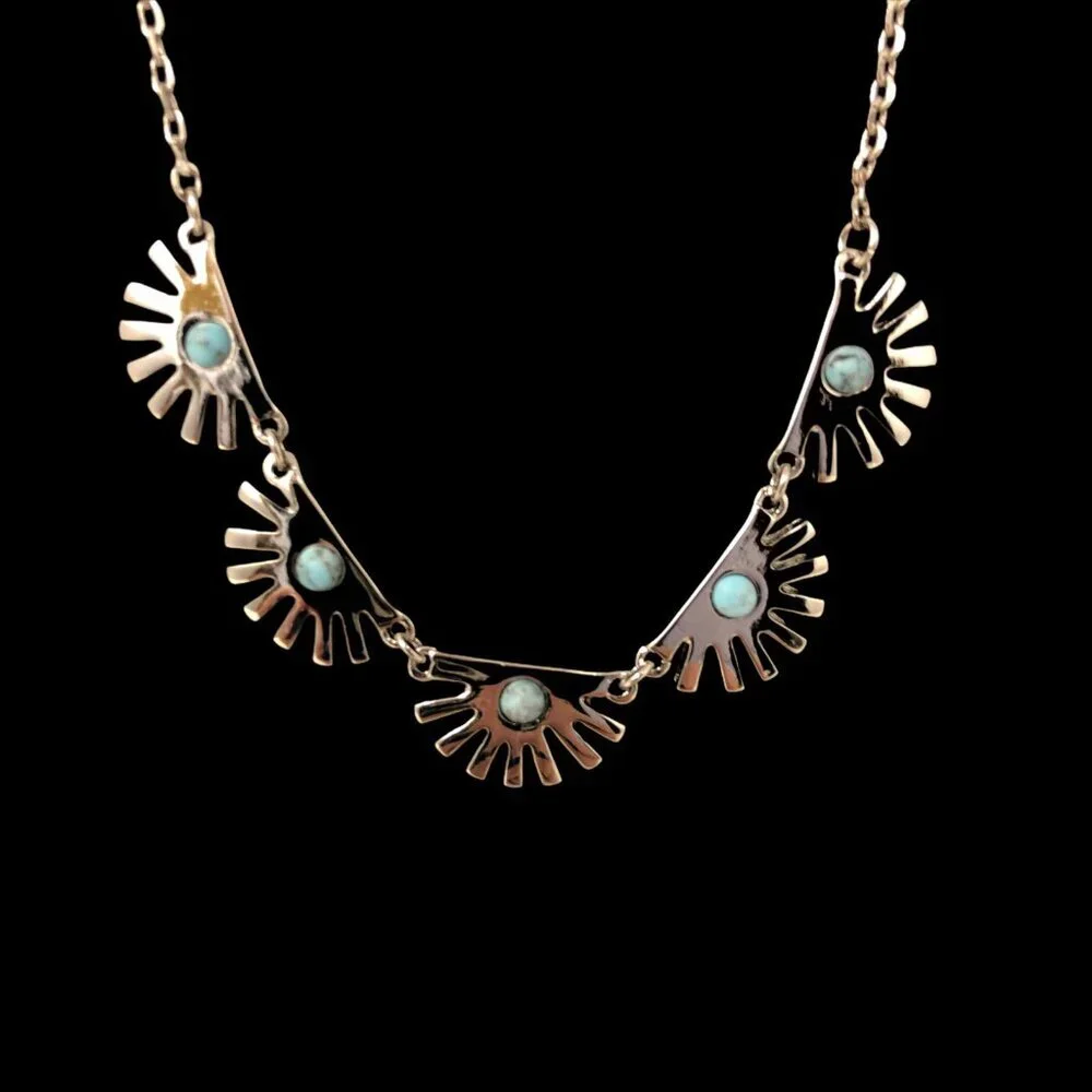 Lia Sophia Silver‎ Tone Necklace Blue Beads Southwestern Style Choker